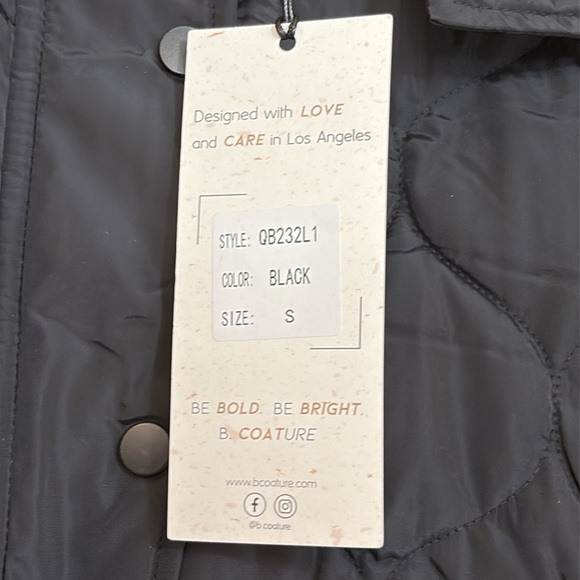 B Coature | NWT Black Quilted Puffer Hooded Snap Zip Jacket Small - Picture 7 of 17